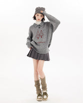 Tree Print Polo Collar Pullover Sweater - COPPING THREADS - CT Select